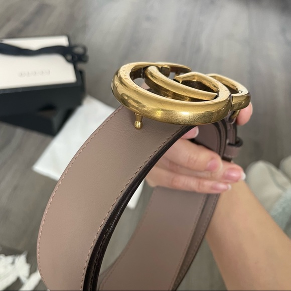 Authentic Gucci GG Marmont Belt - Dusty Pink - Picture 10 of 11